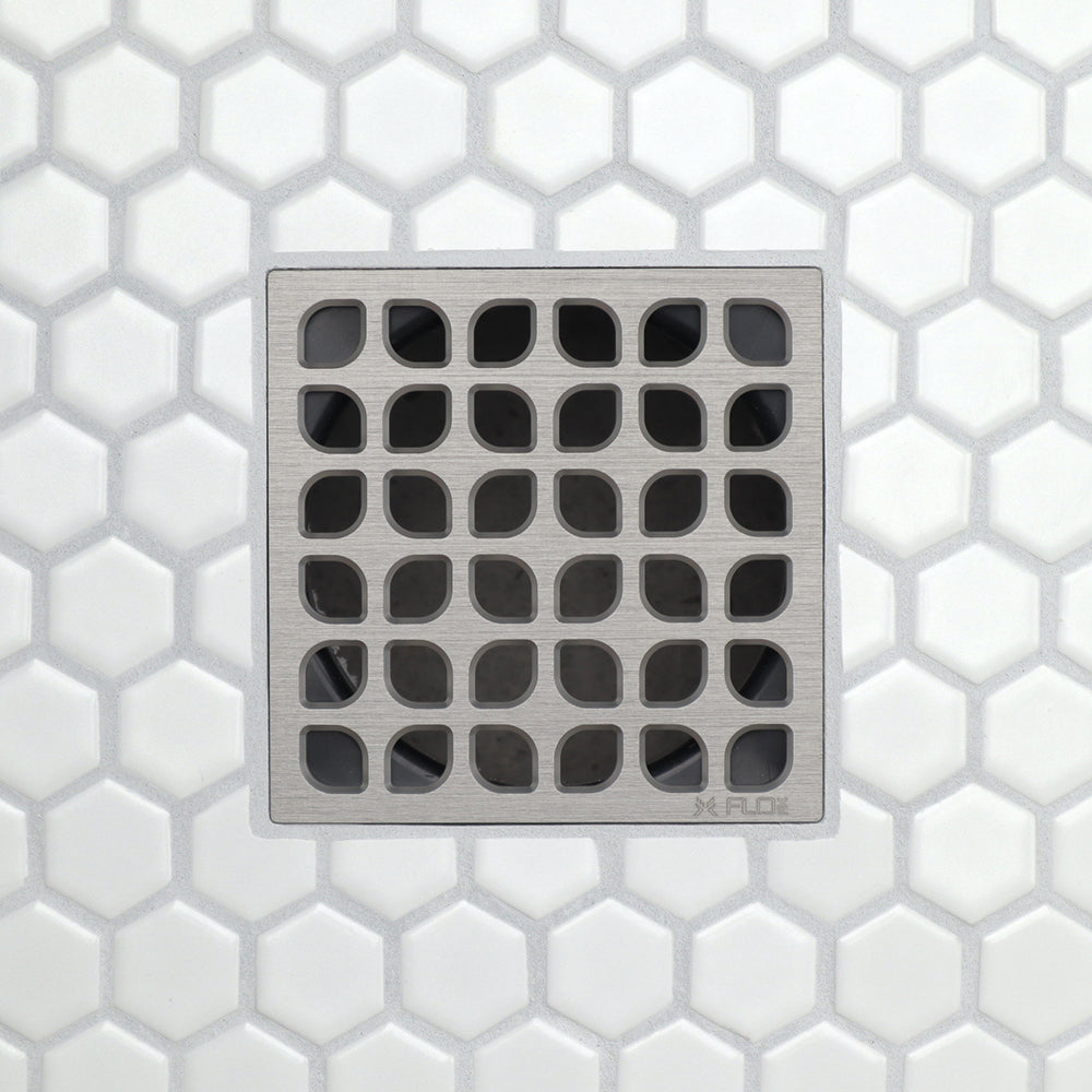 FloFX Matte Black Classic Squared Shower Drain Grate - The Tile Shop